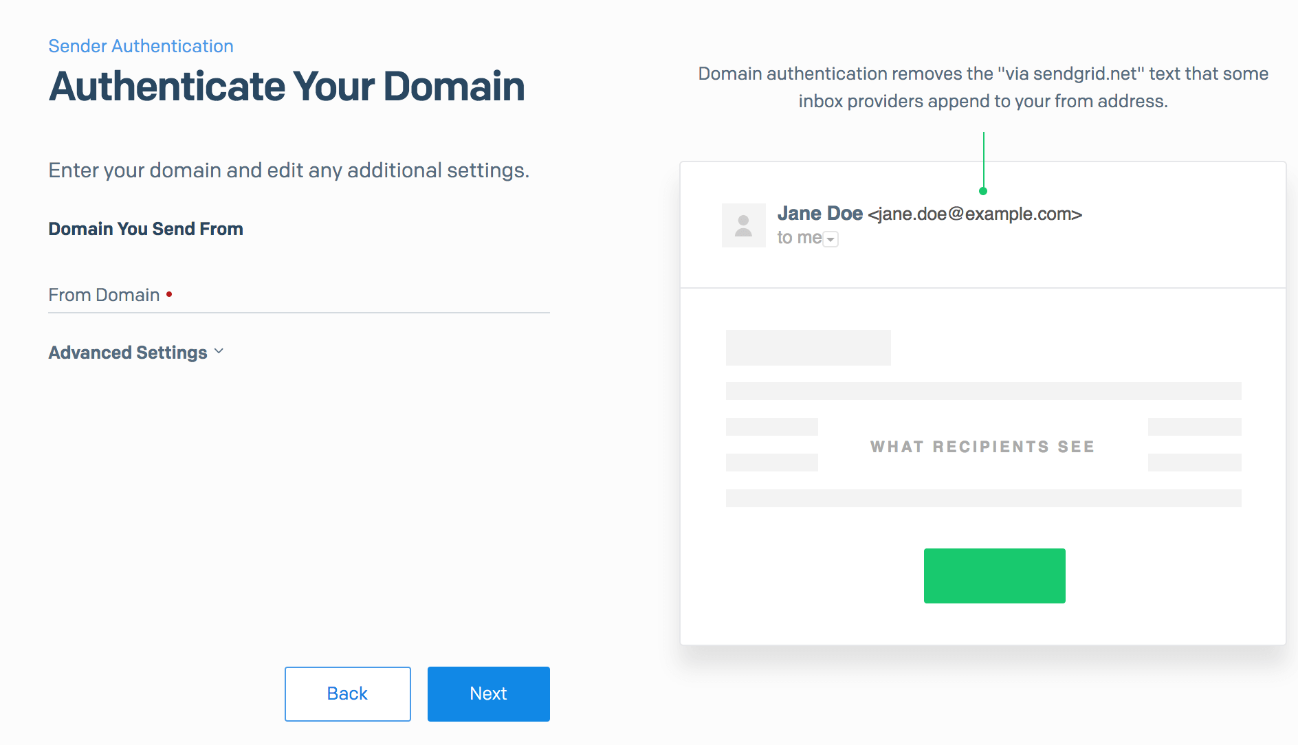 Authenticate email domain in SendGrid - Enter domain